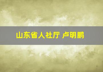 山东省人社厅 卢明鹏